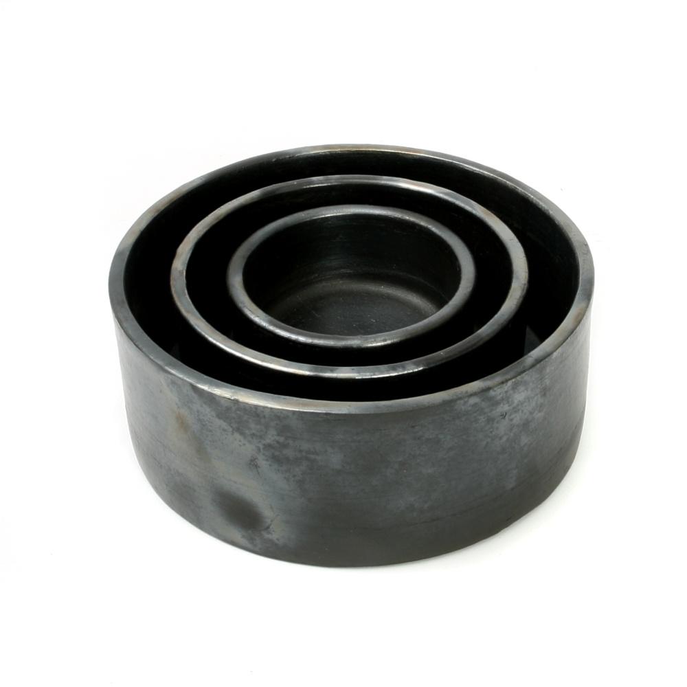 Burned Terracotta Cylinder Bowl Black (Set of 3) - Saffron Home Bowls Burned Terracotta Cylinder Bowl Black (Set of 3)