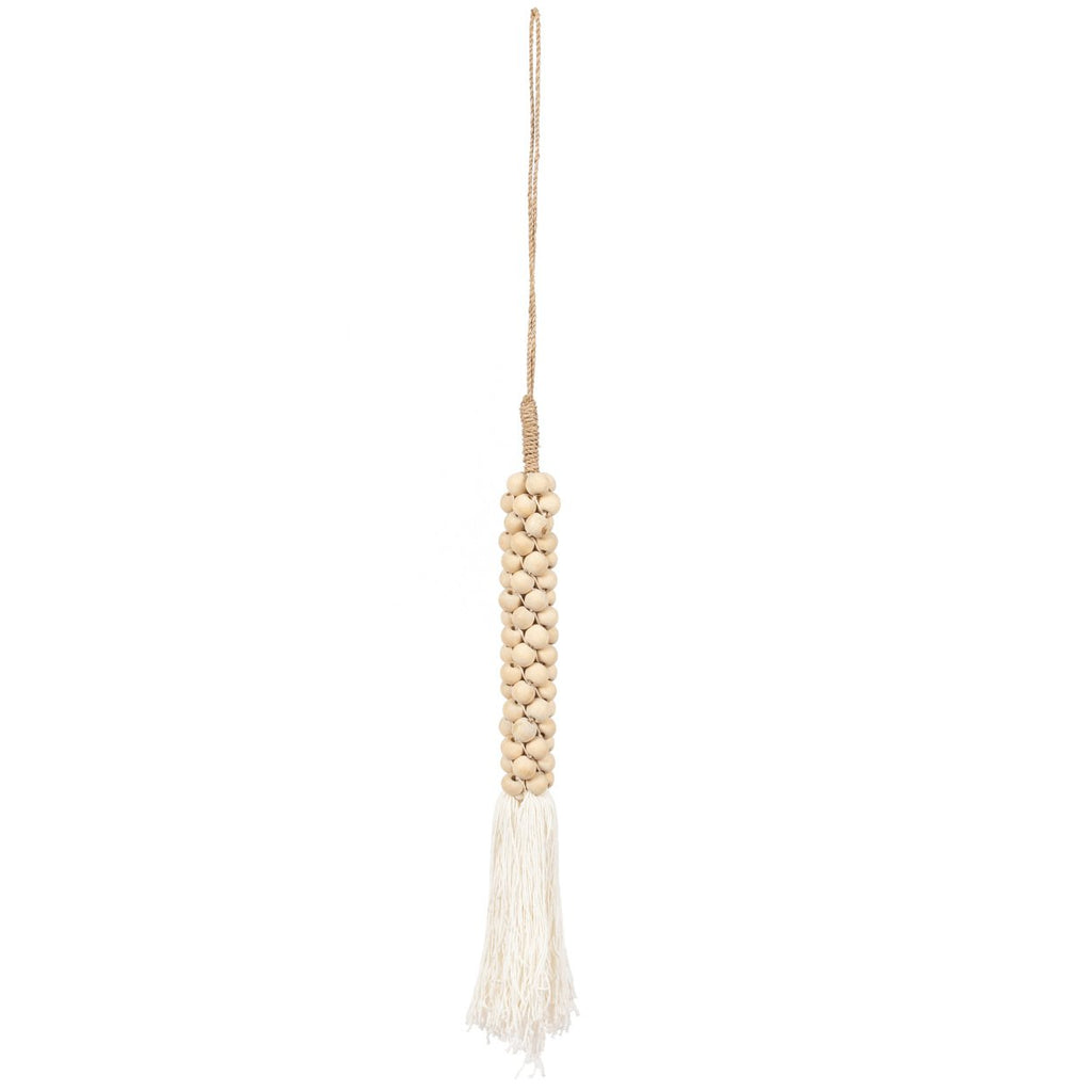 Wooden Beads with Cotton Hanging Decoration White - Saffron Home Decor Wooden Beads with Cotton Hanging Decoration White