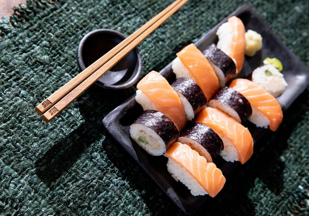 Burned Sushi Plate Black M - Saffron Home Serving Trays Burned Sushi Plate Black M