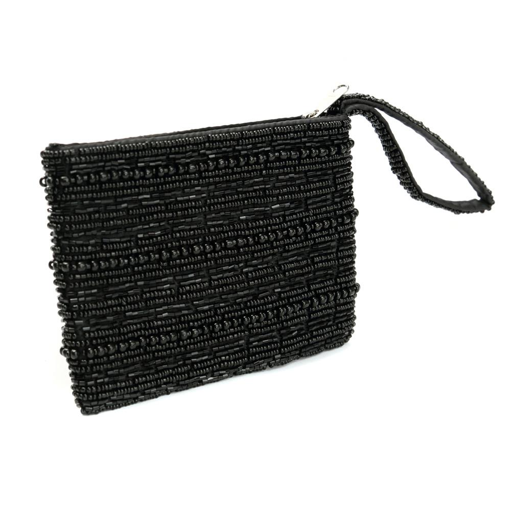 Black Beaded Wallet Black - Saffron Home Handbags, Wallets & Cases Black Beaded Wallet Black