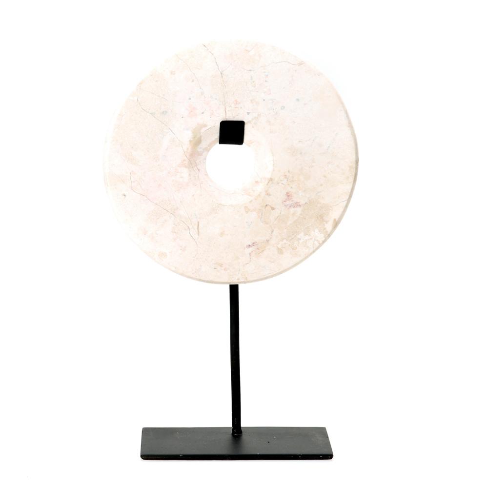 Marble Disk on Stand White L - Saffron Home Decorative Plaques Marble Disk on Stand White L