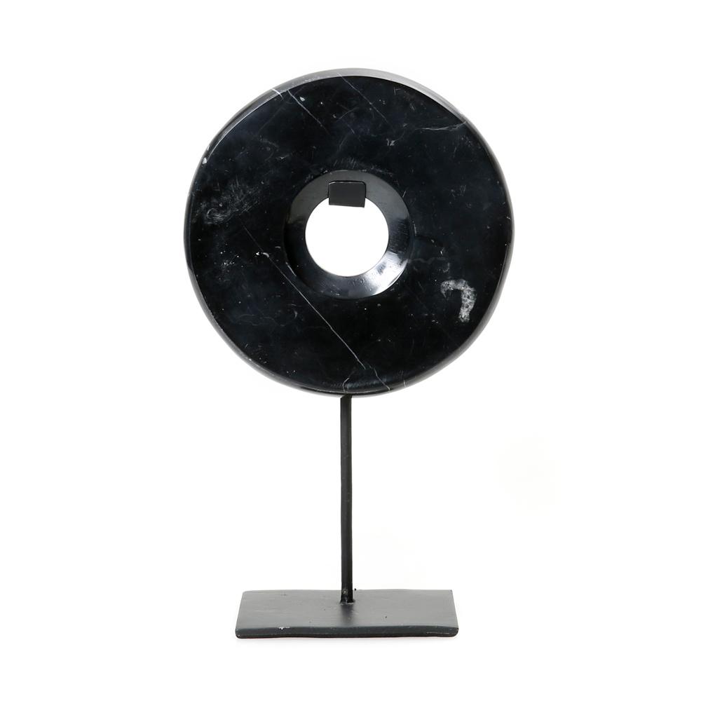 Marble Disk on Stand Black - Saffron Home Marble Disk on Stand Black