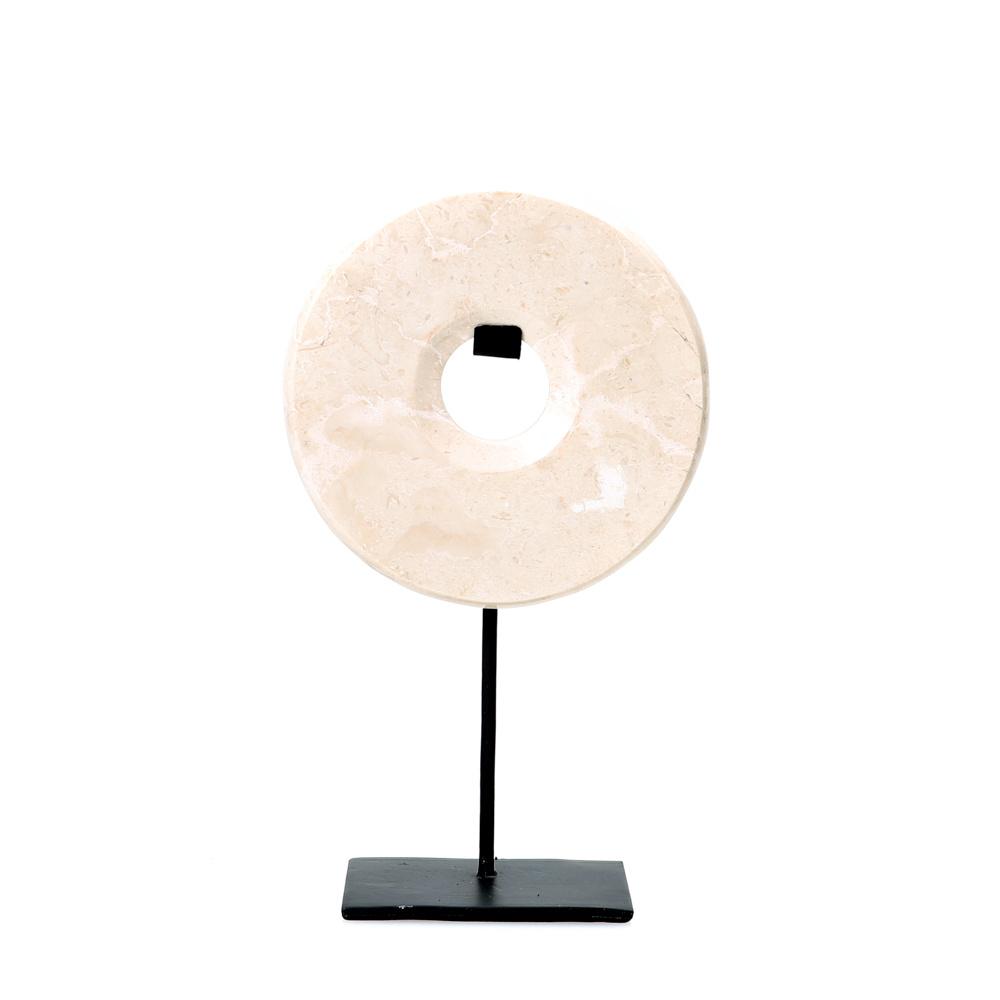 Marble Disk on Stand White M - Saffron Home Decorative Plaques Marble Disk on Stand White M