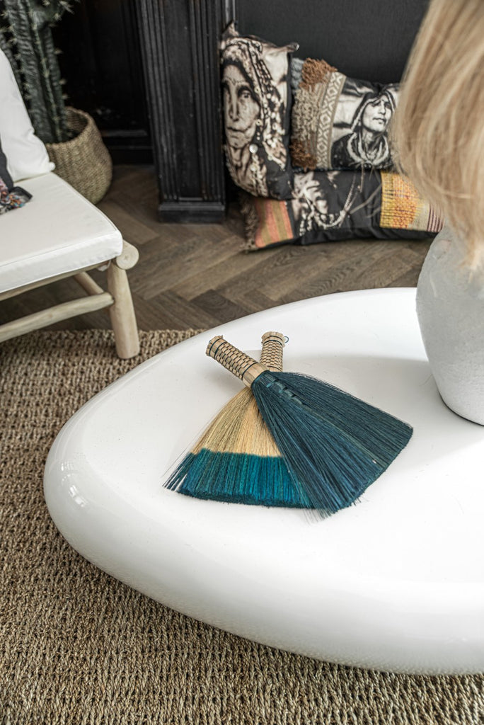 Sweeping Hand Brush Natural Turquoise - Saffron Home Decor Sweeping Hand Brush Natural Turquoise
