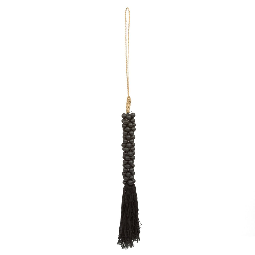 Wooden Beads with Cotton Hanging Decoration Black - Saffron Home Decor Wooden Beads with Cotton Hanging Decoration Black