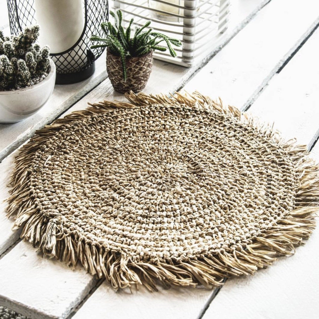 The Fringe Raffia Placemat Round Natural - Saffron Home Placemats The Fringe Raffia Placemat Round Natural