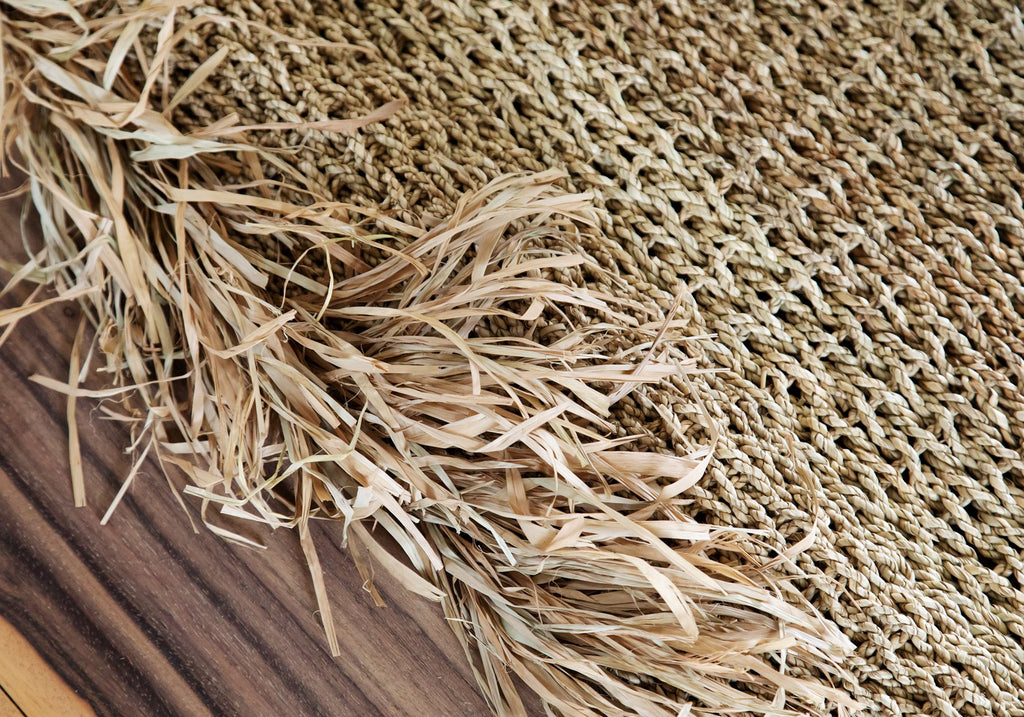 Raffia Fringed Carpet Natural 180x240cm - Saffron Home Rugs Raffia Fringed Carpet Natural 180x240cm